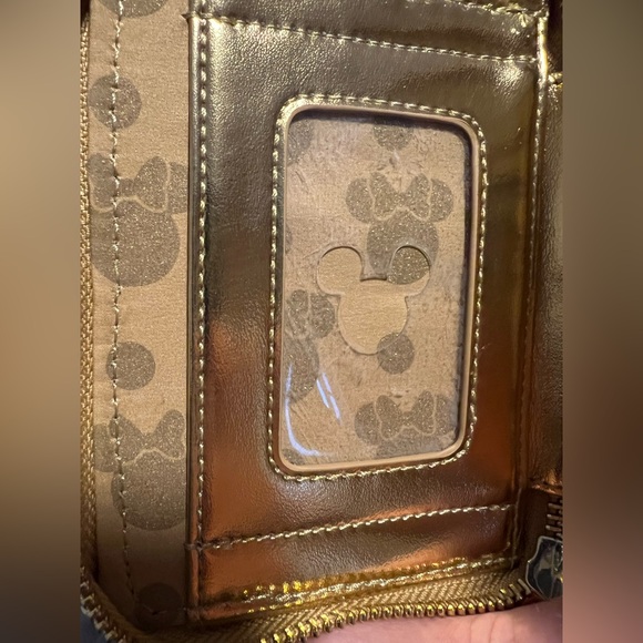 Disney Parks gold sequin Loungefly wallet with bow - Picture 6 of 8